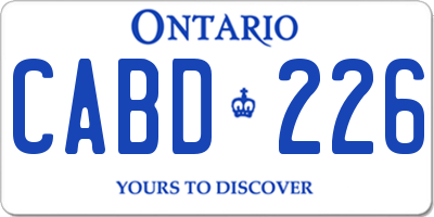 ON license plate CABD226