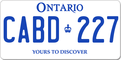 ON license plate CABD227