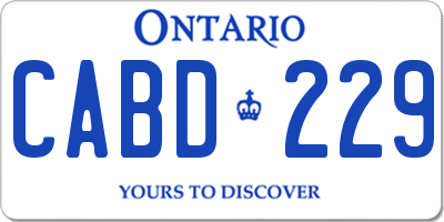 ON license plate CABD229