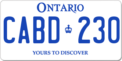 ON license plate CABD230