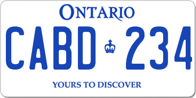 ON license plate CABD234