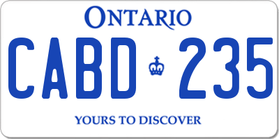 ON license plate CABD235