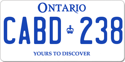 ON license plate CABD238