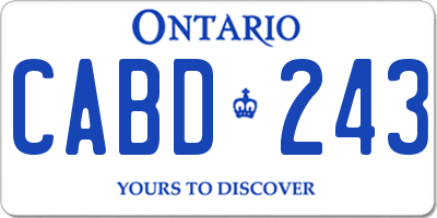 ON license plate CABD243