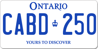 ON license plate CABD250