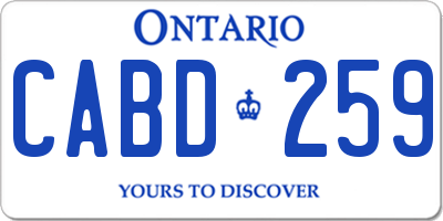 ON license plate CABD259