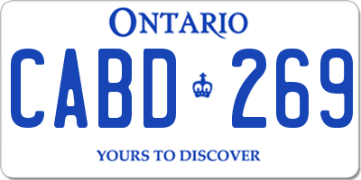 ON license plate CABD269