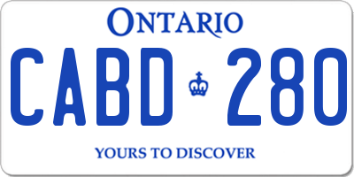 ON license plate CABD280