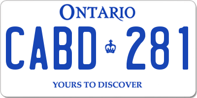 ON license plate CABD281