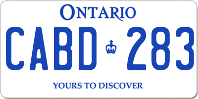 ON license plate CABD283