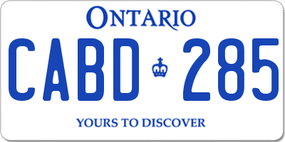 ON license plate CABD285