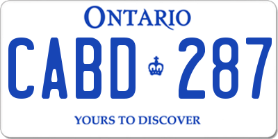 ON license plate CABD287