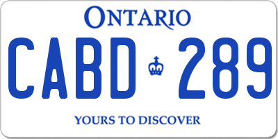 ON license plate CABD289