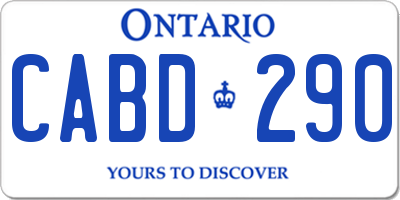 ON license plate CABD290