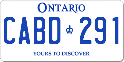 ON license plate CABD291