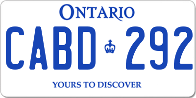 ON license plate CABD292