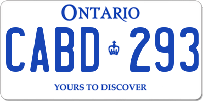 ON license plate CABD293