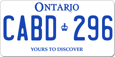 ON license plate CABD296