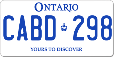 ON license plate CABD298