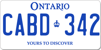 ON license plate CABD342