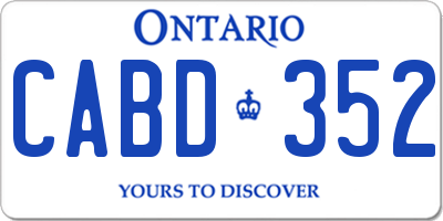 ON license plate CABD352