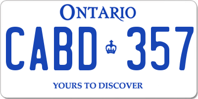 ON license plate CABD357