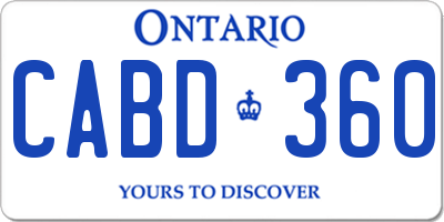 ON license plate CABD360