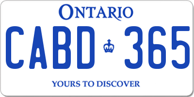 ON license plate CABD365