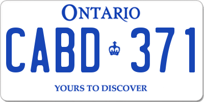 ON license plate CABD371