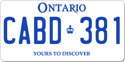 ON license plate CABD381