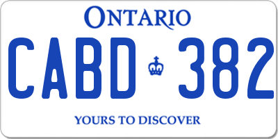 ON license plate CABD382