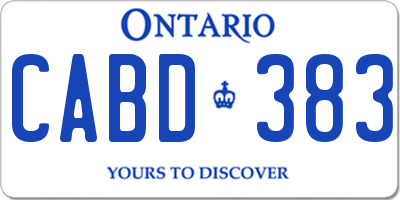 ON license plate CABD383