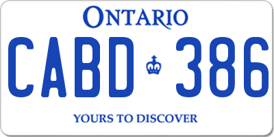 ON license plate CABD386