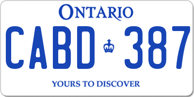 ON license plate CABD387