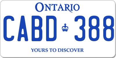 ON license plate CABD388