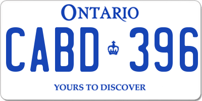 ON license plate CABD396