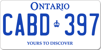 ON license plate CABD397