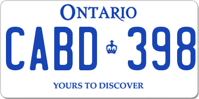 ON license plate CABD398