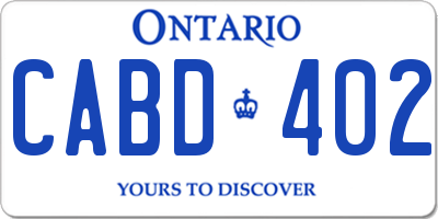 ON license plate CABD402