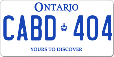 ON license plate CABD404