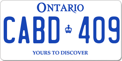 ON license plate CABD409