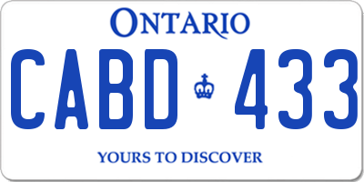 ON license plate CABD433