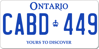 ON license plate CABD449