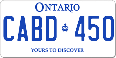 ON license plate CABD450