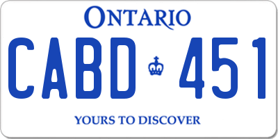 ON license plate CABD451