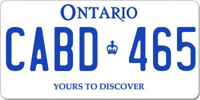 ON license plate CABD465