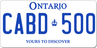 ON license plate CABD500