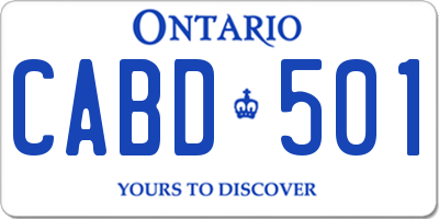 ON license plate CABD501