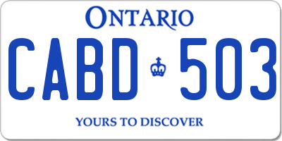 ON license plate CABD503