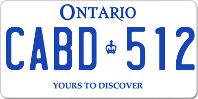 ON license plate CABD512